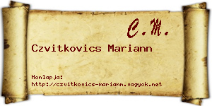 Czvitkovics Mariann névjegykártya